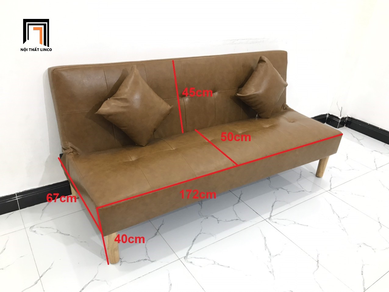 Ghế sofa bed mini simili giả da màu da bò nhiều kích cỡ