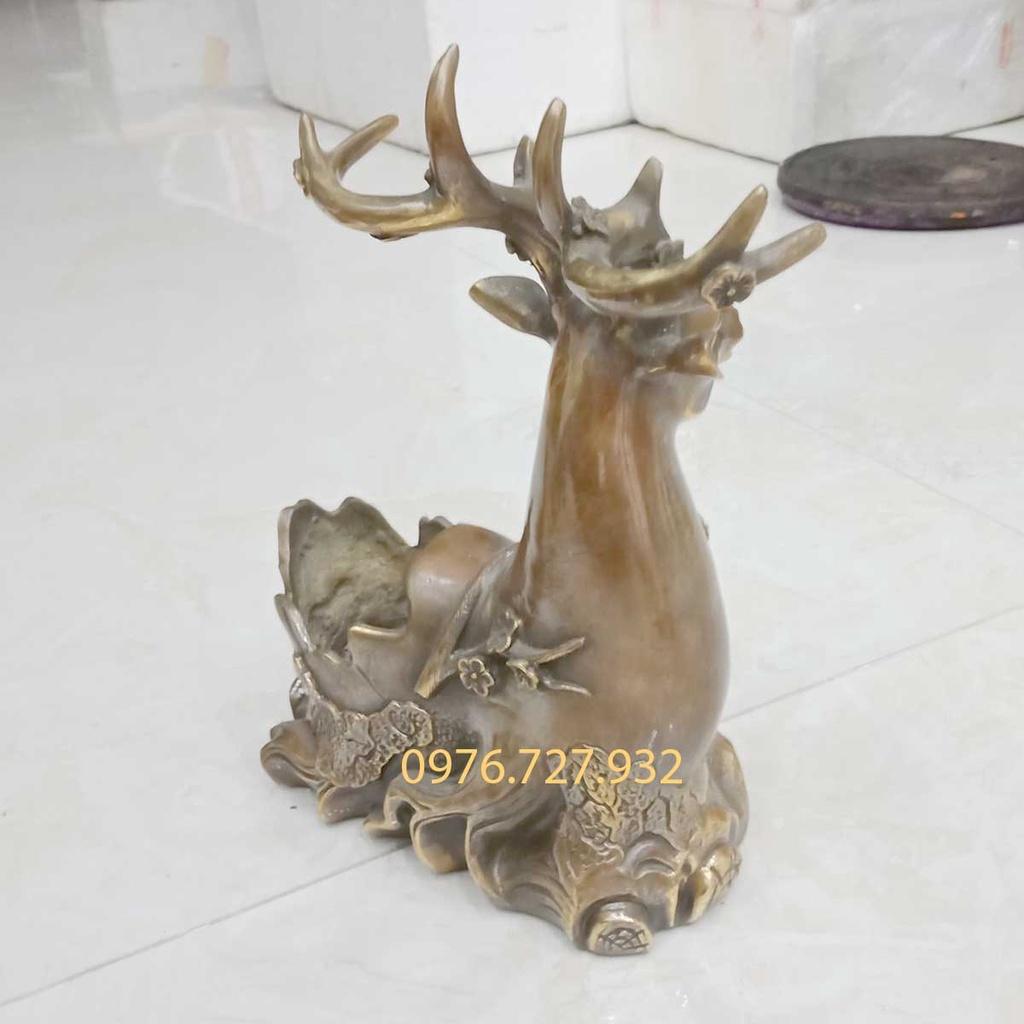 Hươu trang trí bằng đồng, tượng hươu bằng đồng cao 28cm
