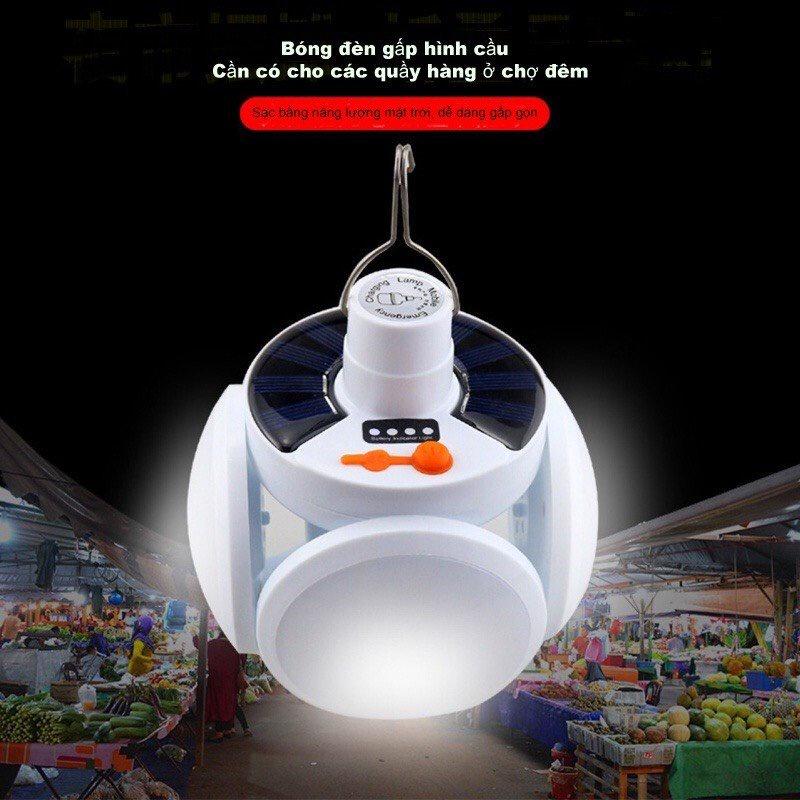 Bóng đèn led tích điện, năng lượng mặt trời hình 4 Cánh Hoa có thể đóng mở