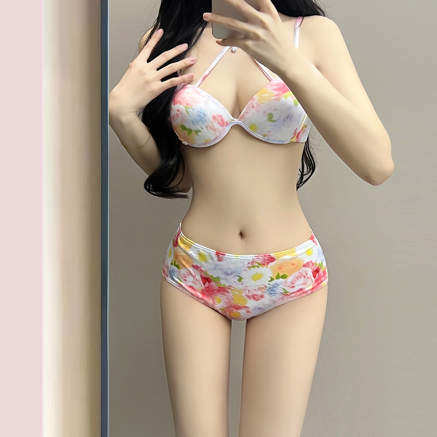 Bikini Hoa Hồng Set 4 Món - Áo Choàng - Váy Tua Rua - Quần Bơi - Áo Bơi Dáng Tiểu Thư BK003 MayHomes Đồ Bơi Nữ Nhiều Chi Tiết