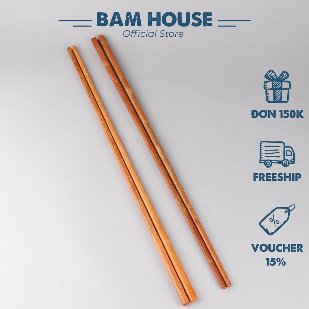 Bộ 2 đôi đũa gỗ dài chiên thức ăn Bam House chống bỏng cao cấp DGD01 – Gia dụng bếp