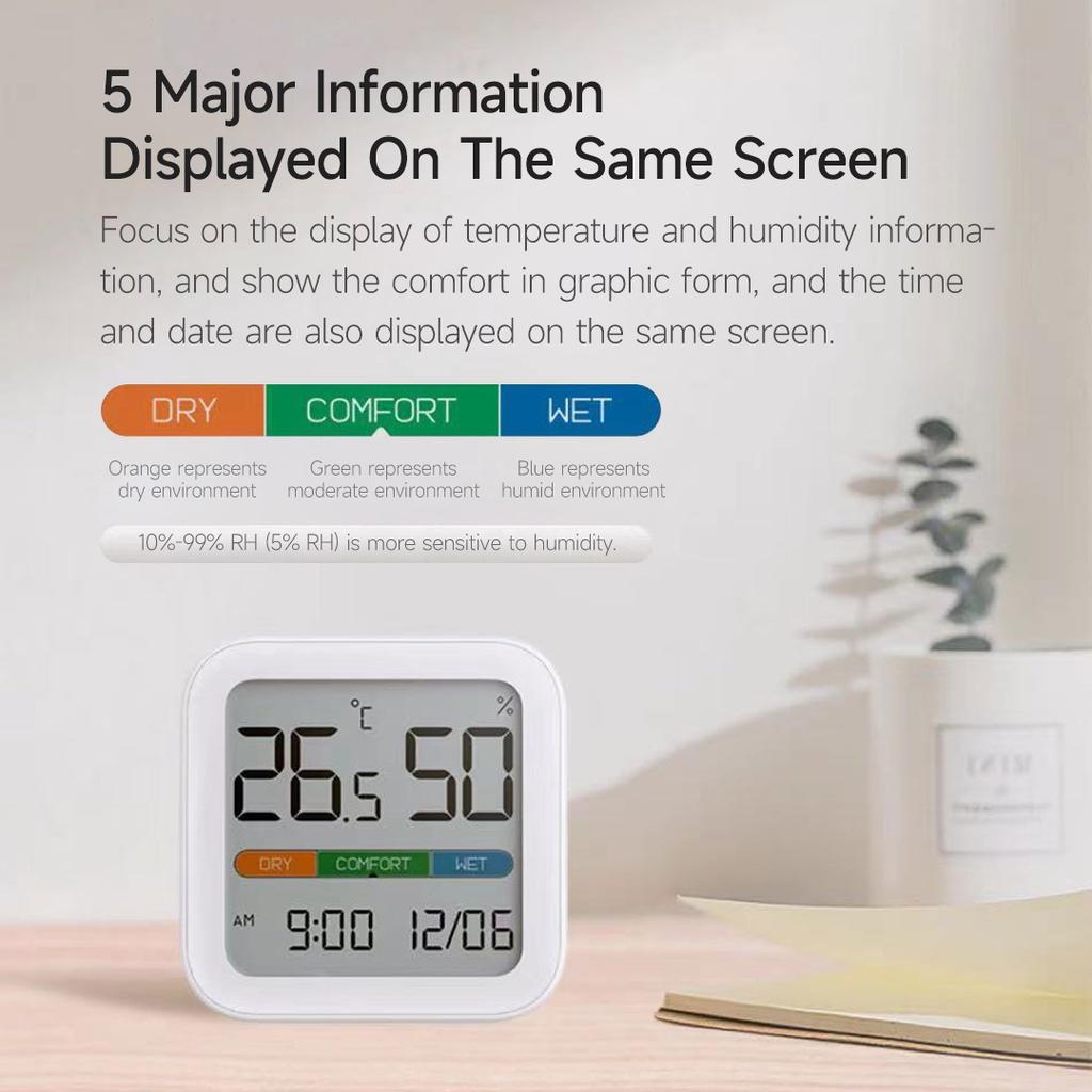Đồng Hồ Đo Nhiệt Độ Và Độ Ẩm Tự Động Xiaomi Youpin Miiiw Với Thời Gian / Ngày / Nhiệt Độ / Độ Ẩm / Đồ Họa