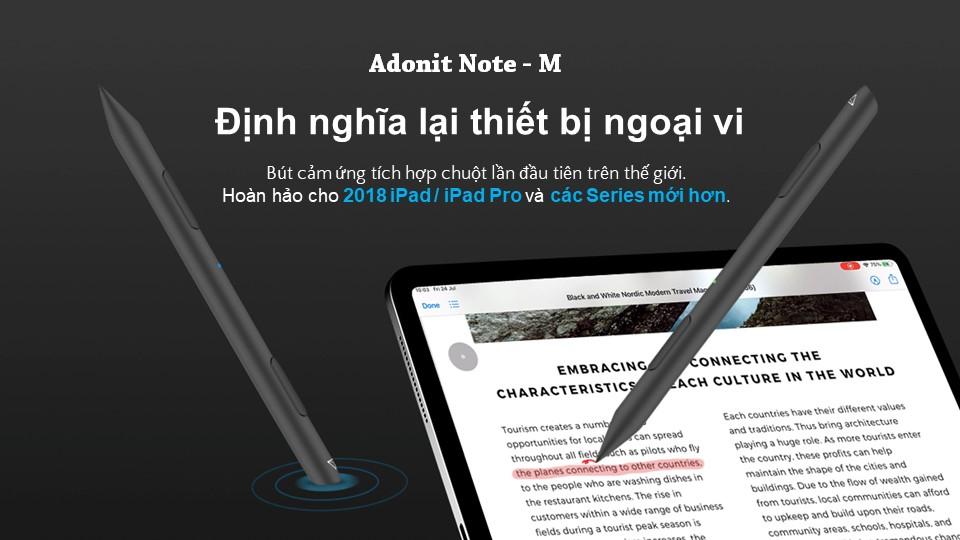 Bút cảm ứng tích hợp chuột Adonit Note-M - Hàng chính hãng