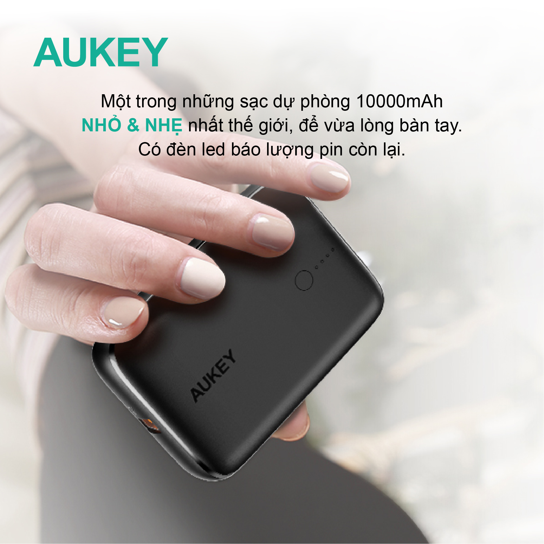 Pin sạc dự phòng Aukey PB-N83S 20W PD 10.000mAh, hàng chính hãng