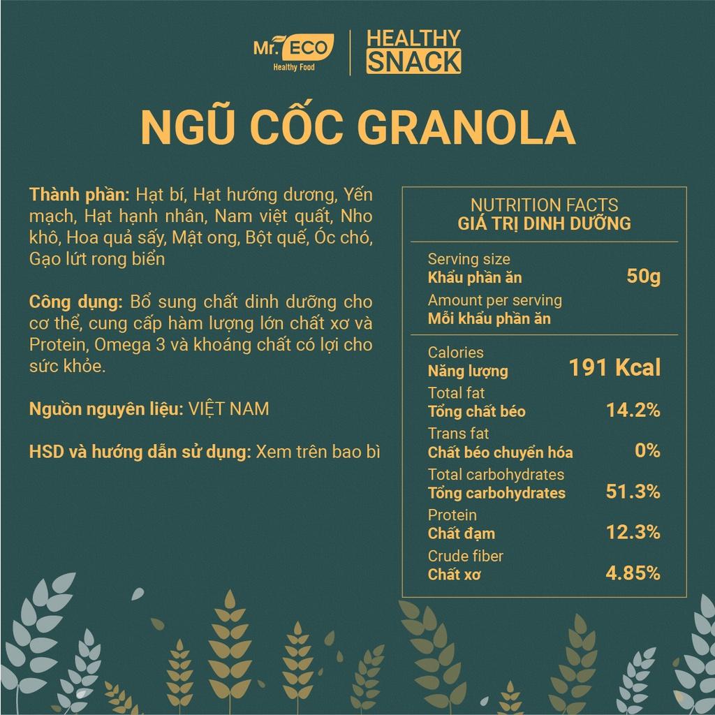 Ngũ Cốc Siêu Hạt 4 Vị Granola Mr Eco Healthy Food 500g, các loại hạt tổng hợp ăn kiêng, giảm cân