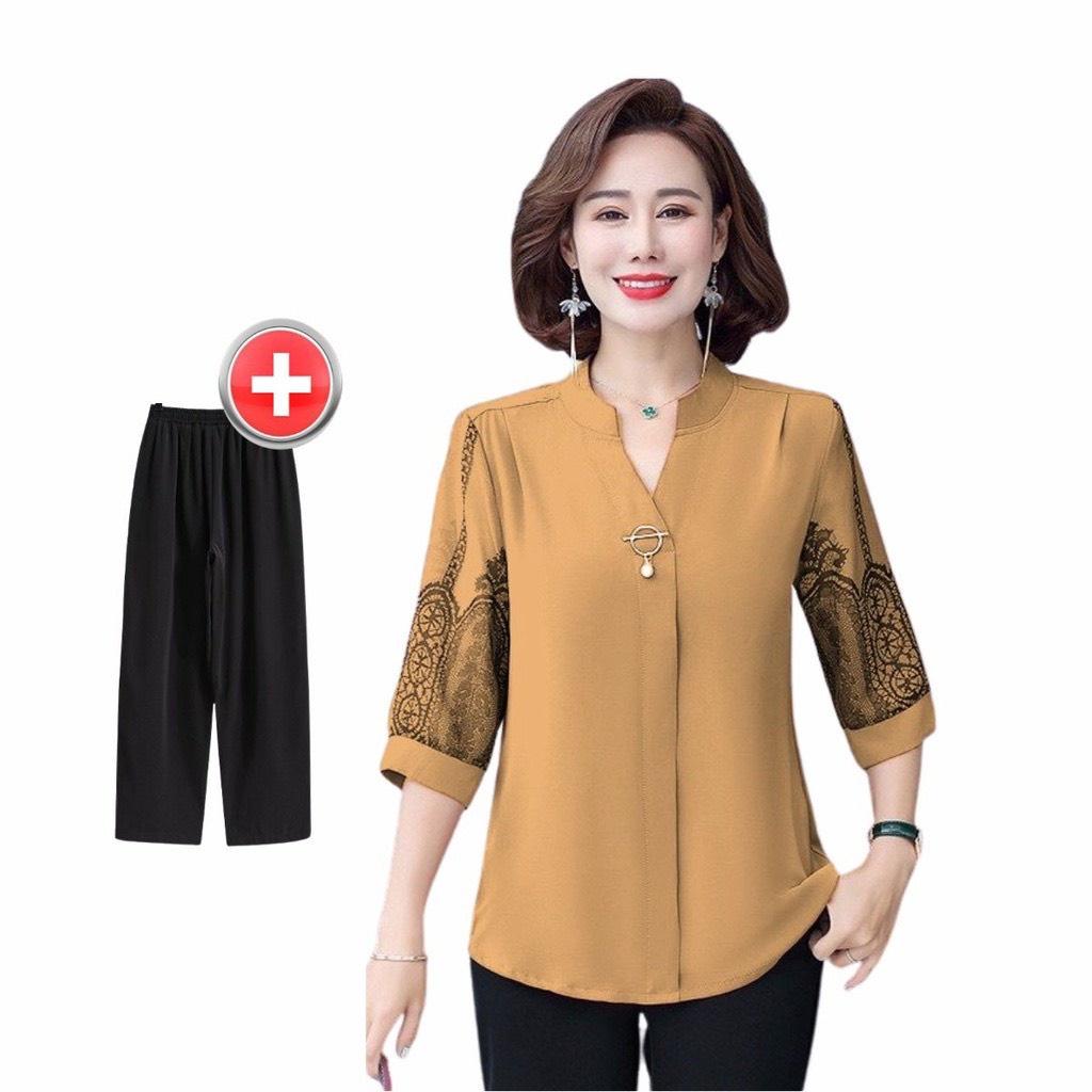 Set Đồ Bộ Trung Niên Cho Mẹ Sang Trọng, Bộ Quần Áo Trung Niên Nữ Làm Quà Tặng Mẹ Ý Nghĩa