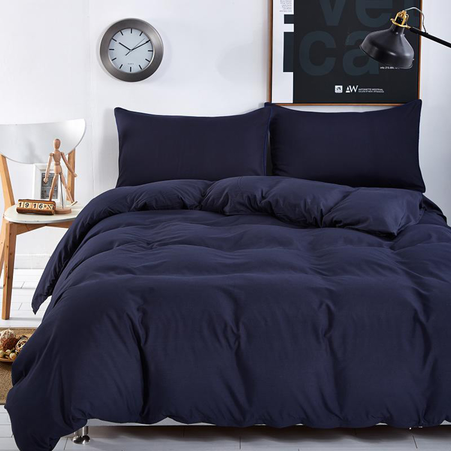 Bộ Vỏ Chăn Ga Gối Cao Cấp 4 Món Nhập Khẩu Cotton Poly CB-5 - Xanh Đen