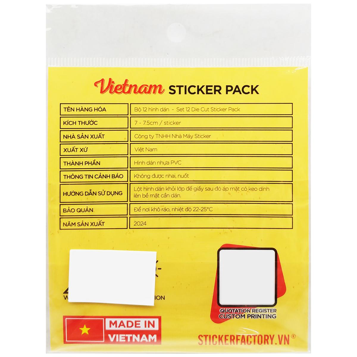 Bộ 12 Hình Dán Vietnamese Market - Die Cut Sticker Pack - Stickerfactory PACK009
