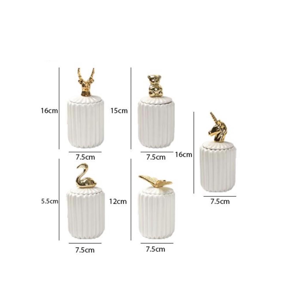 Lọ đựng bông tăm phong cách hoàng gia trang trí nhà cửa đẹp mắt Golden Porcelain