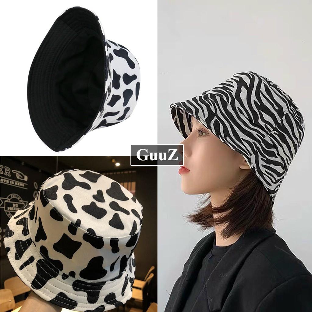 Nón bucket vành tròn phong cách ulzzang loang bò sữa ngựa vằn đen trắng GuuZ