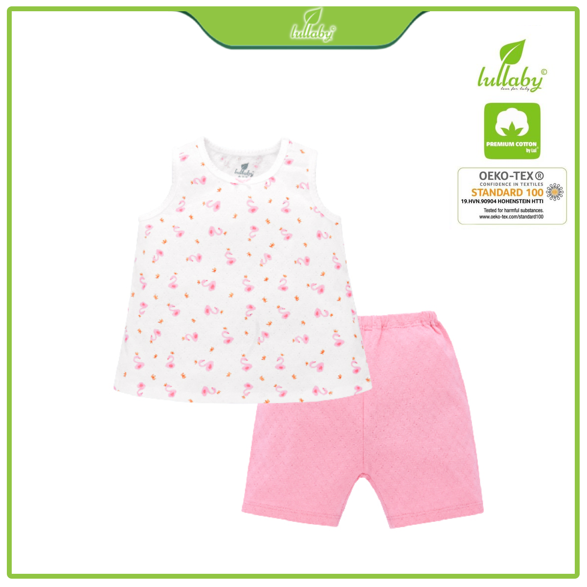 Đồ bộ bé gái Lullaby sát nách NH82B Trắng - Màu trắng,12-18 tháng