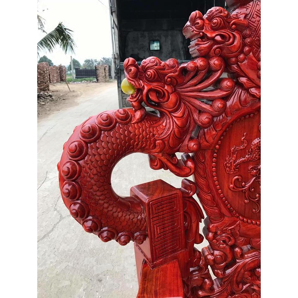 Bộ bàn ghế trạm nghê đỉnh tay khuỳnh gỗ hương đỏ nam phi
