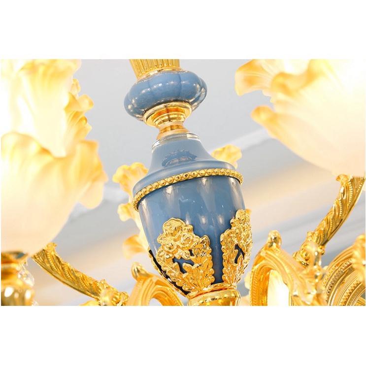 Đèn Chùm Ca Sỹ Pha Lê 15 tay XANH NGỌC- phong thái Phương tây tối tân thích hợp tô điểm Phòng Khách, Nhà Hàng, Hội Trườn