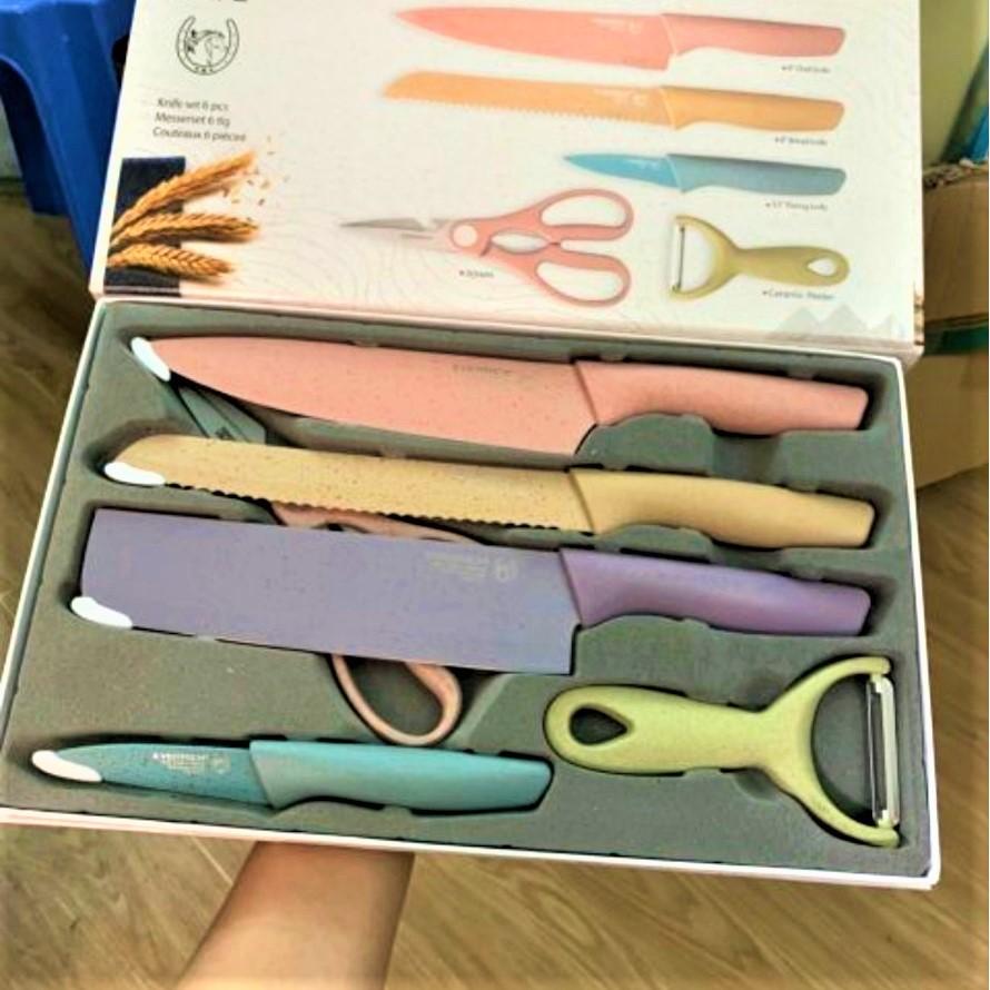 BỘ DAO LÀM BẾP 6 MÓN SIÊU BÉN ,DAO THÁI THỊT , BỘ DAO KÉO NHÀ BẾP