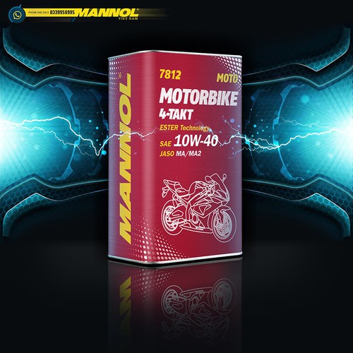 Nhớt Đặc Biệt Cho Xe Côn Tay, Xe Phân Khối Lớn MANNOL 7812 4-Takt Motorbike ESTER 10W-40 SL 1 Lít – {100% Germany}