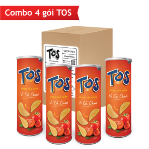 Combo 4 Lon TOS Khoai Tây Giòn Vị Cà Chua - 100g/lon