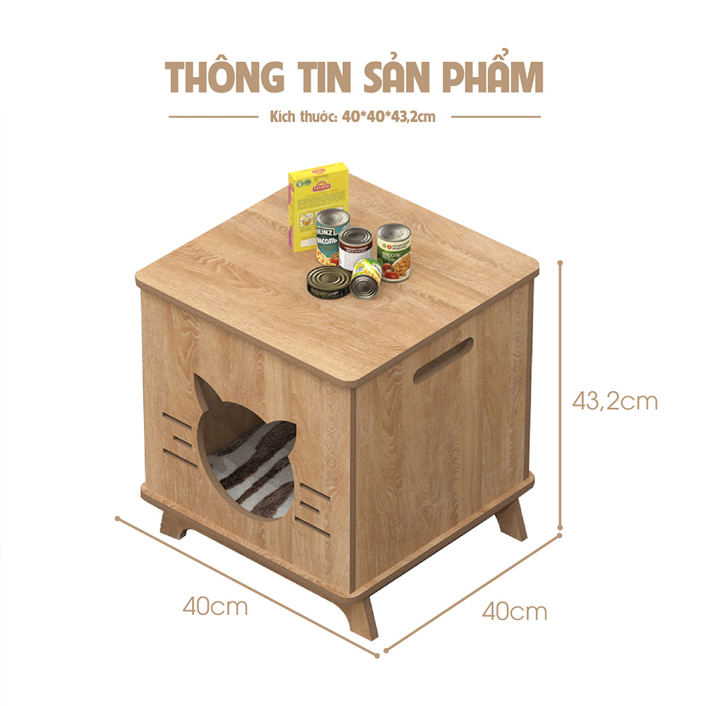 Nhà cho mèo, chuồng mèo gỗ nhiều mẫu cửa xinh xắn, thiết kế hiện đại, di chuyển linh hoạt - GP203 GP204 GP205 GP206