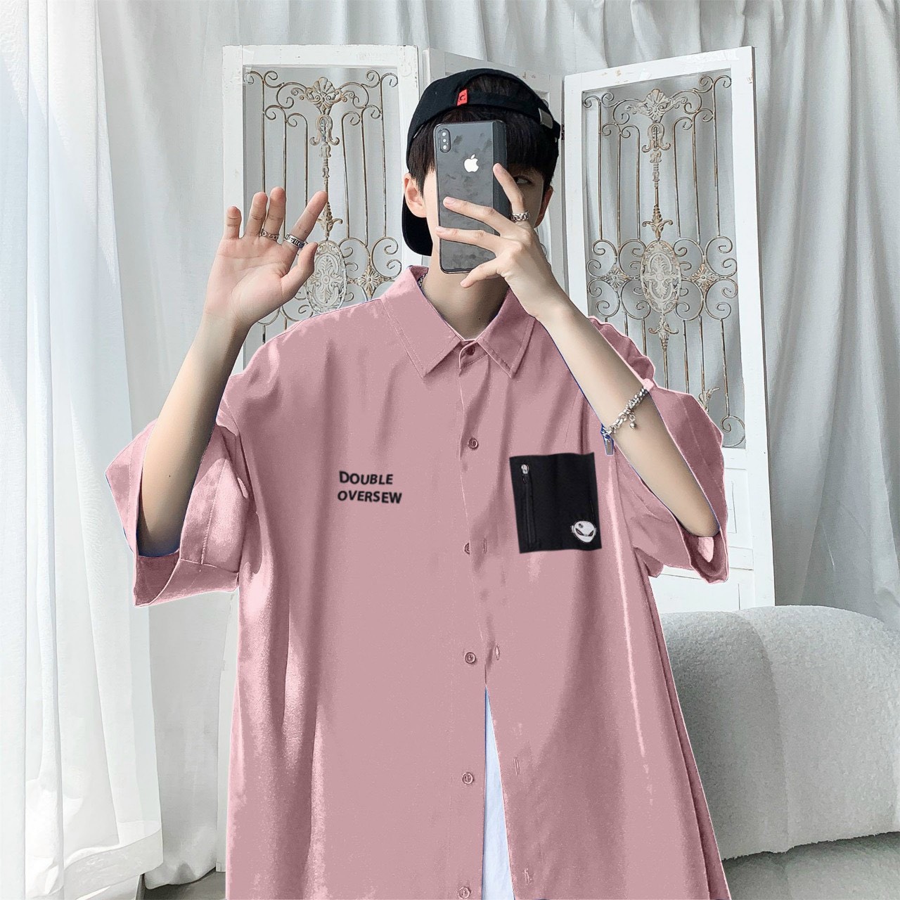 Áo Sơ Mi Tay Ngắn  Form Rộng Unisex Có Túi Áo Dễ Phối Đồ Chất Dày Dặn
