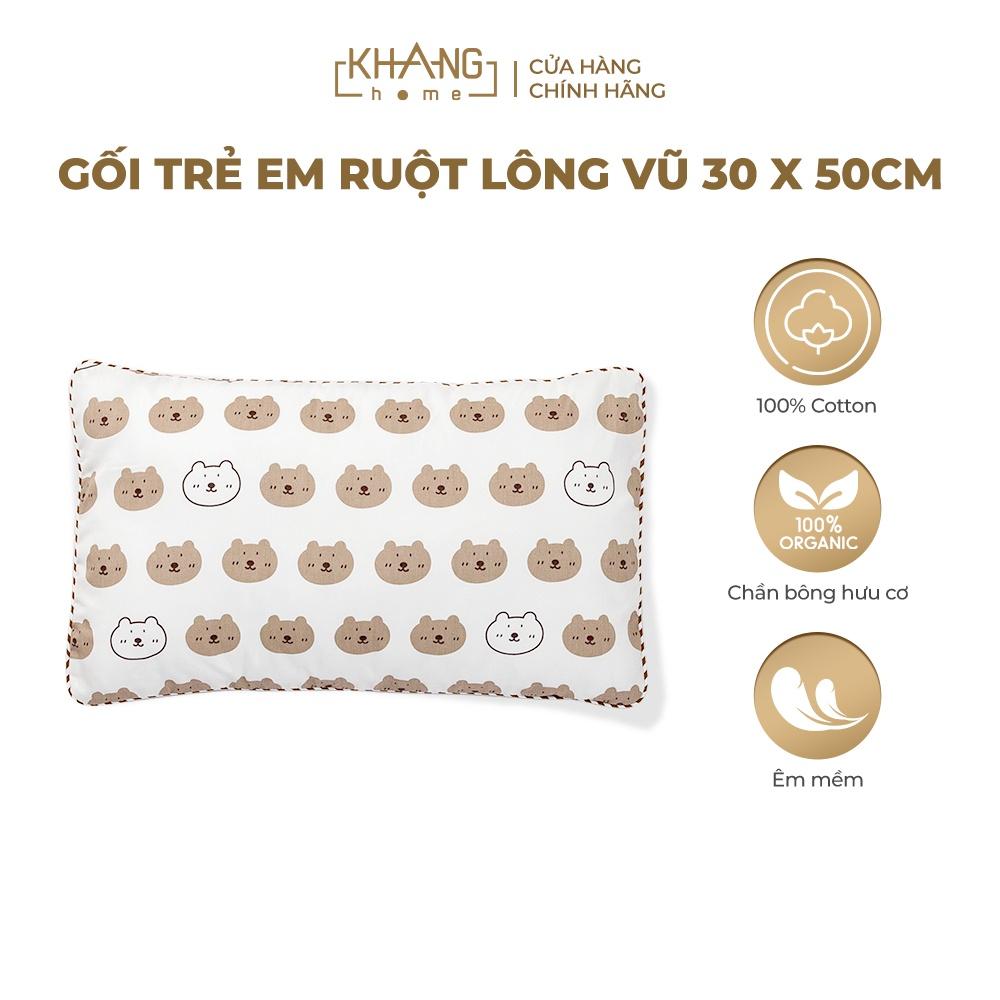 Gối Trẻ Em Tiện Lợi Khang Home Ruột Lông Vũ Êm Mềm, Kháng Khuẩn 30x50cm