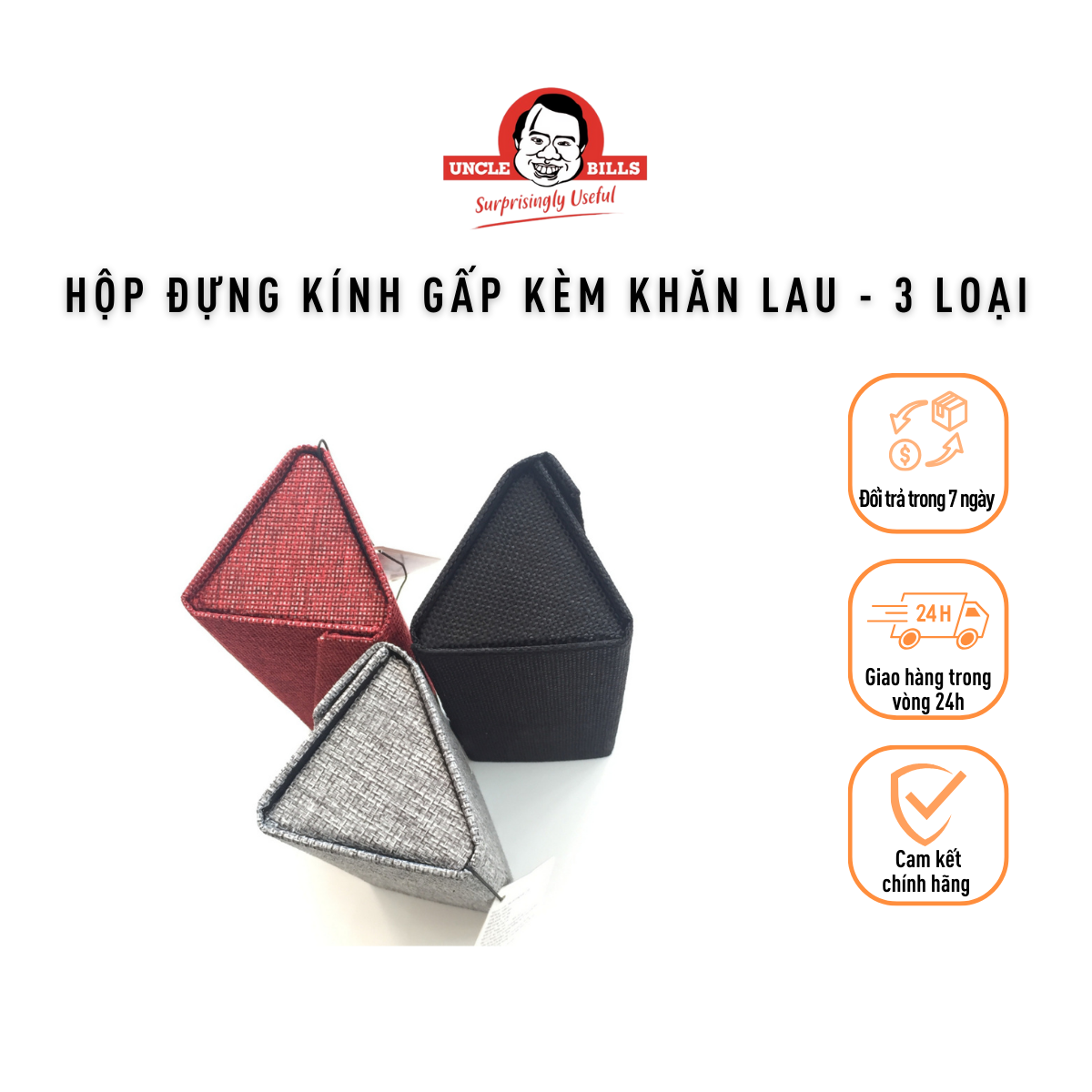 Hộp đựng kính gấp kèm khăn lau - 3 loại AE0890