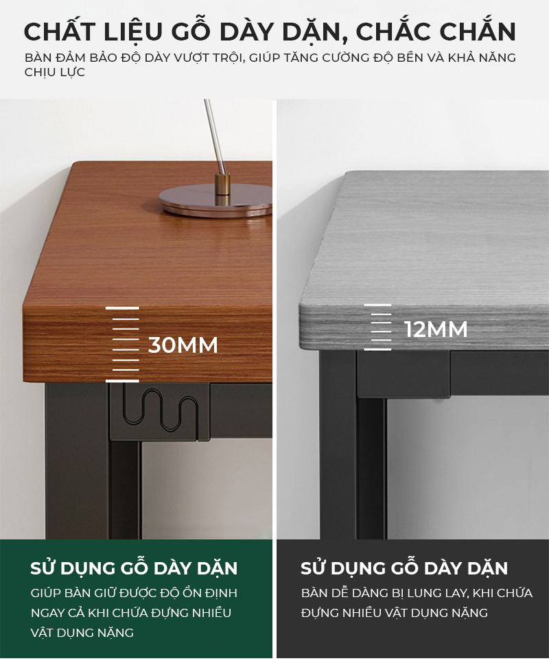 Bàn làm việc kết hợp tủ để đồ chất liệu gỗ mdf phủ melamin chống xước thương hiệu IGA - GM191