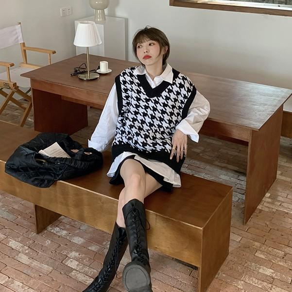 Áo vest len không tay dáng rộng hợp thời trang trẻ trung năng động