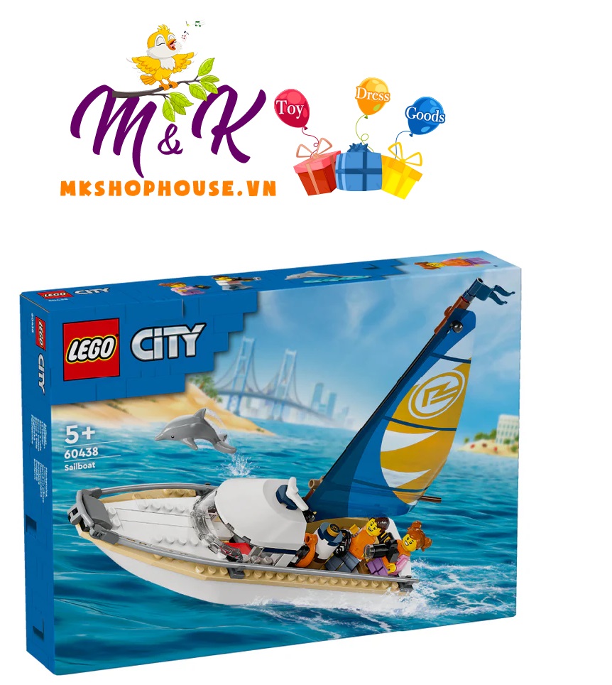 LEGO CITY 60438 Đồ Chơi Lắp Ráp Thuyền Buồm Ngắm Cá Heo (102 chi tiết)