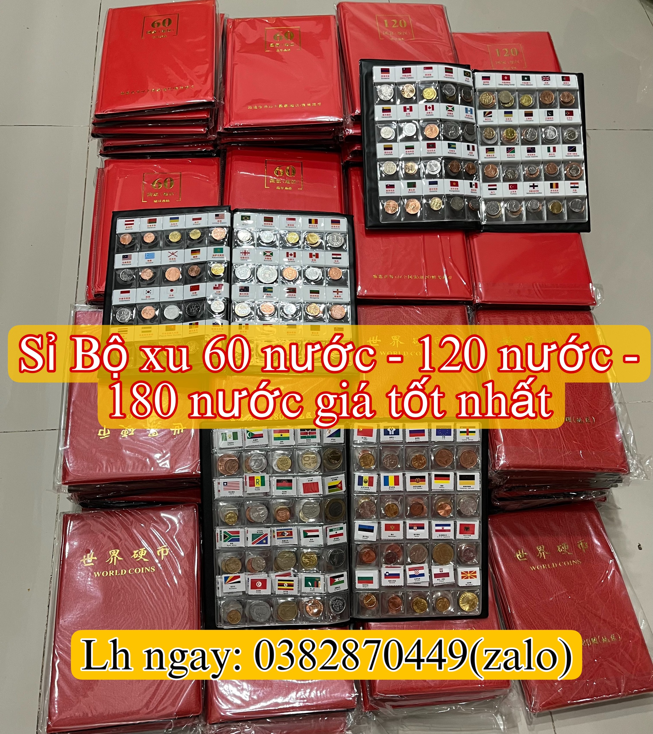 Bộ Sưu Tập Đồng Xu Các Nước Trên Thế Giới: Từ 60-120-180 Quốc Gia Album Bìa Da Cao Cấp