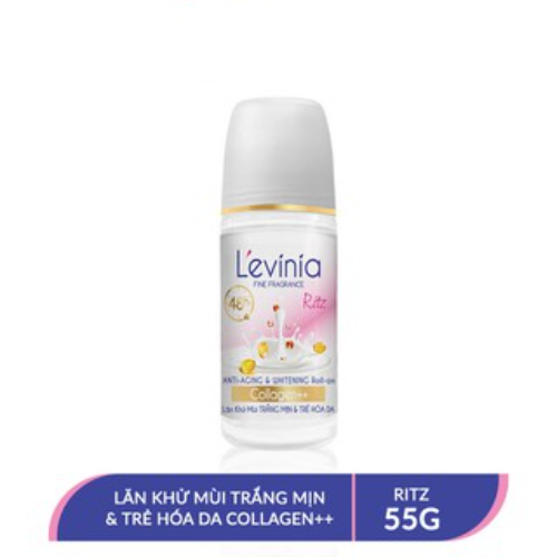 Lăn Khử Mùi Trắng Mịn &amp; Trẻ Hóa Da Collagen++ L'evinia 55g