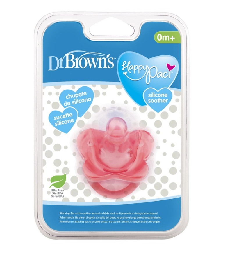 Ty ngậm Dr.Brown's siêu mềm đầu tròn Happy Paci, 100% silicone