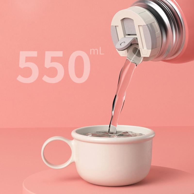 550Ml Treo Tường Đôi Trẻ Nhiệt Chai Du Lịch Ngoài Trời Hoạt Hình Cốc Bình Giữ Nhiệt Chân Không Thép Không Gỉ Cốc Tập Uống Có 3 Nắp Đậy Và cốc Tay