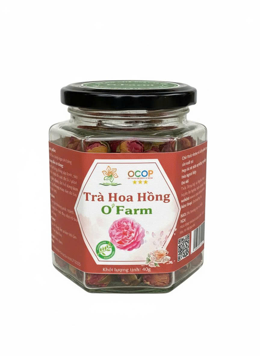 Trà Hoa Hồng O'Farm Sấy Khô Nguyên Bông – Trà Hoa Hồng OCOP 3 sao, Thiên Nhiên Thanh Nhiệt, Đẹp Da, Thơm Dịu