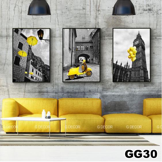 Tranh treo tường canvas 3 bức phong cách hiện đại Bắc Âu 194, tranh decor trang trí phòng khách, phòng ngủ, phòng ăn