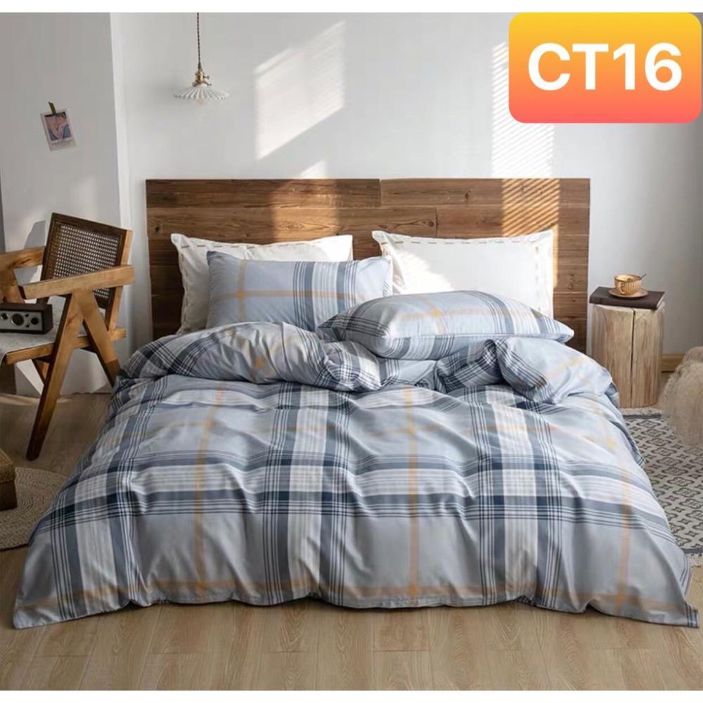 Bộ chăn ga gối Cotton TC kẻ sọc caro 4 món đủ kích thước 1m2 đến 2m*2m2