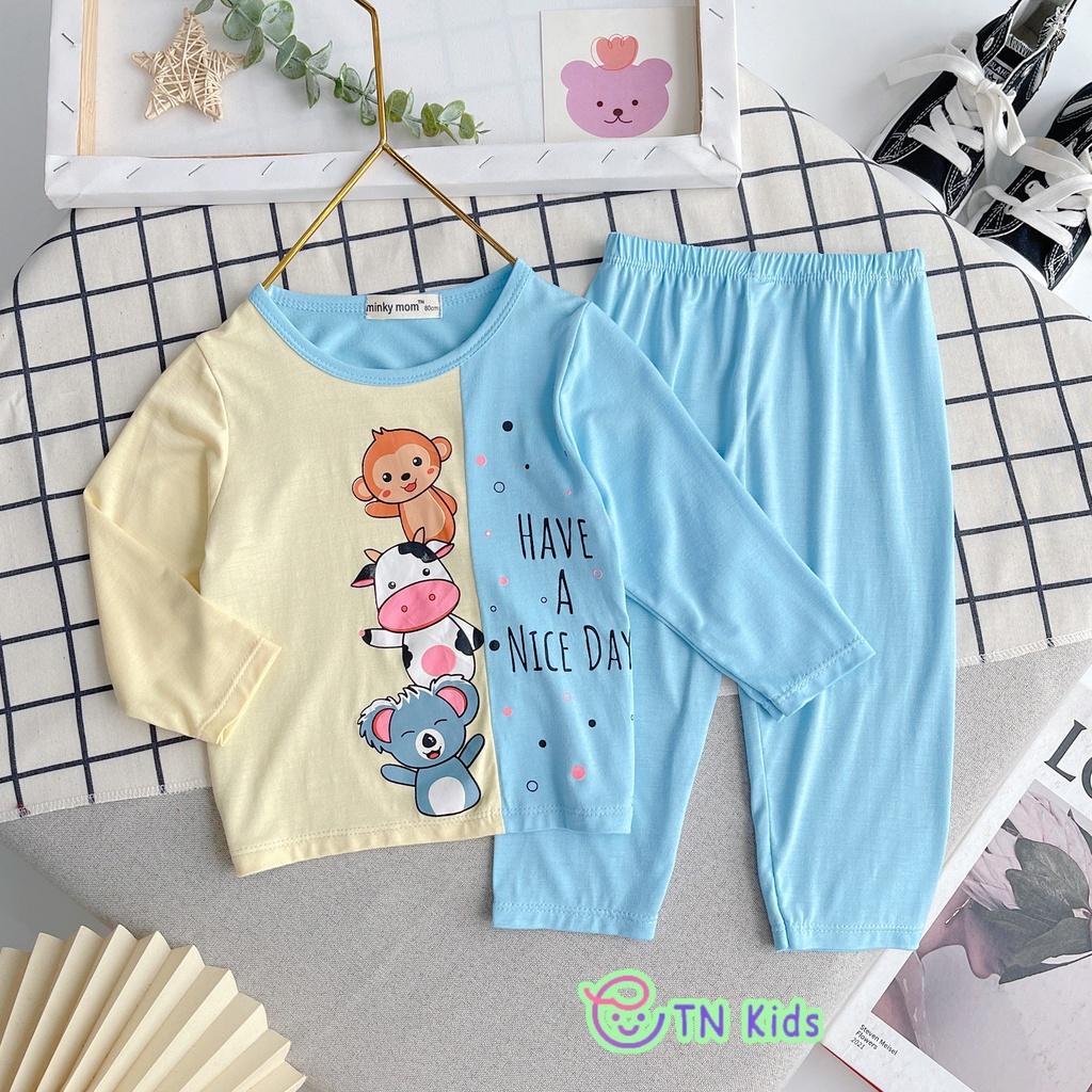 Bộ Dài Tay Thun Lạnh phối lạ mắt Mềm Mịn Thoáng Mát - Hàng Chuẩn Loại 1 Cho Bé Trai Bé Gái Từ 7-19kg