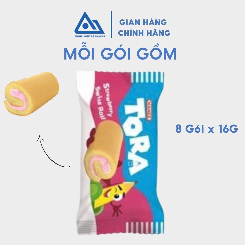 Bánh bông lan cuộn ăn vặt dâu, socola, lá dứa Tora 128 g An Gia Sweets &amp; Snacks