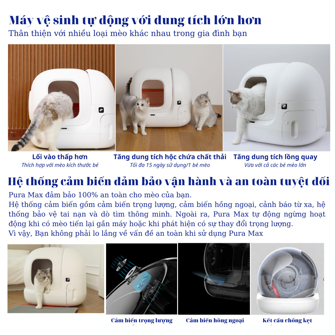 [TẶNG PURA AIR, CHÍNH HÃNG, HỎA TỐC] Nhà Vệ Sinh Cho Mèo Petkit, Máy Vệ Sinh Tự Động Cho Mèo Pura Max Máy Dọn Phân Mèo