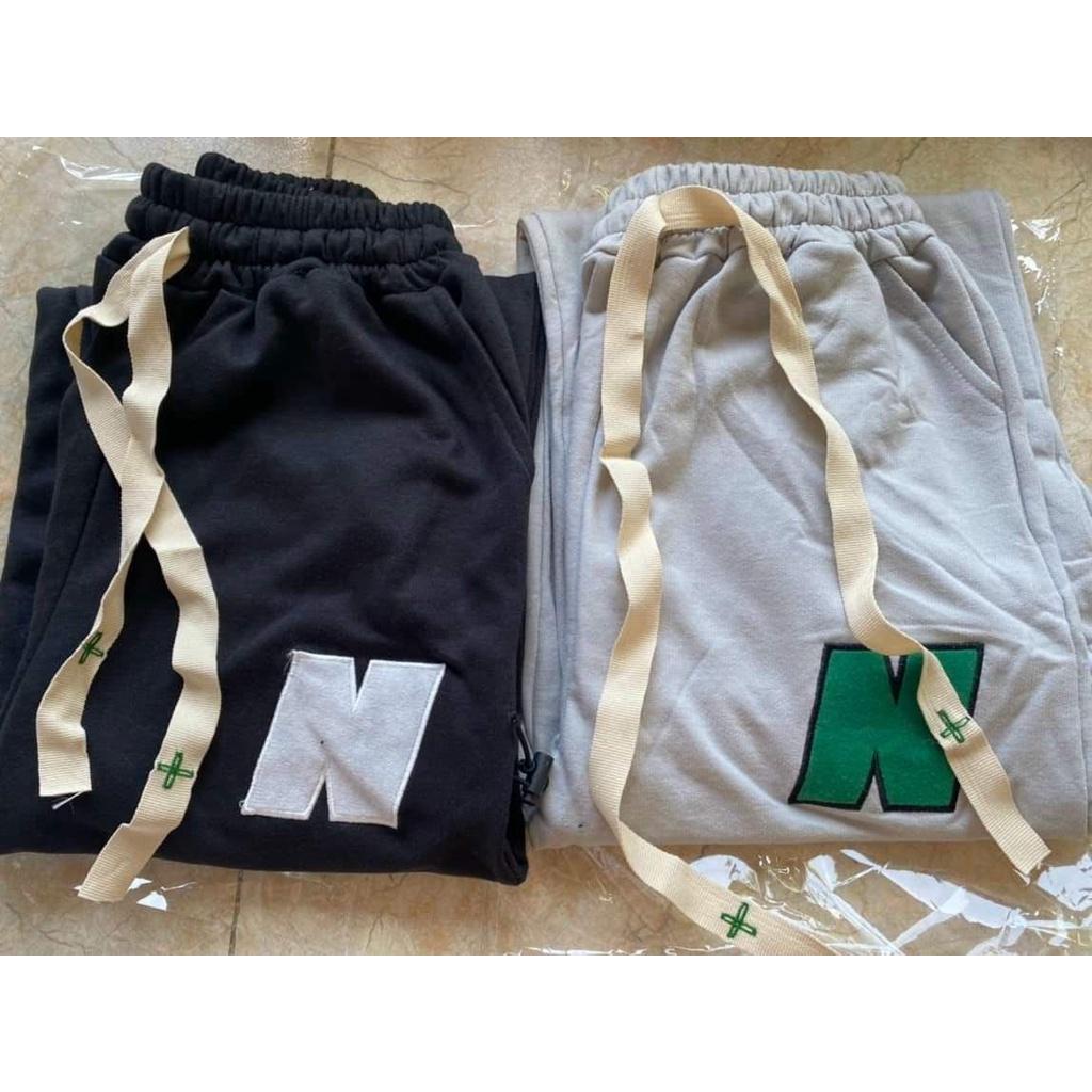 Quần Jogger Nỉ Nam Nữ Thêu Chữ N 2 Màu Unisex Siêu Basic Forkeshop