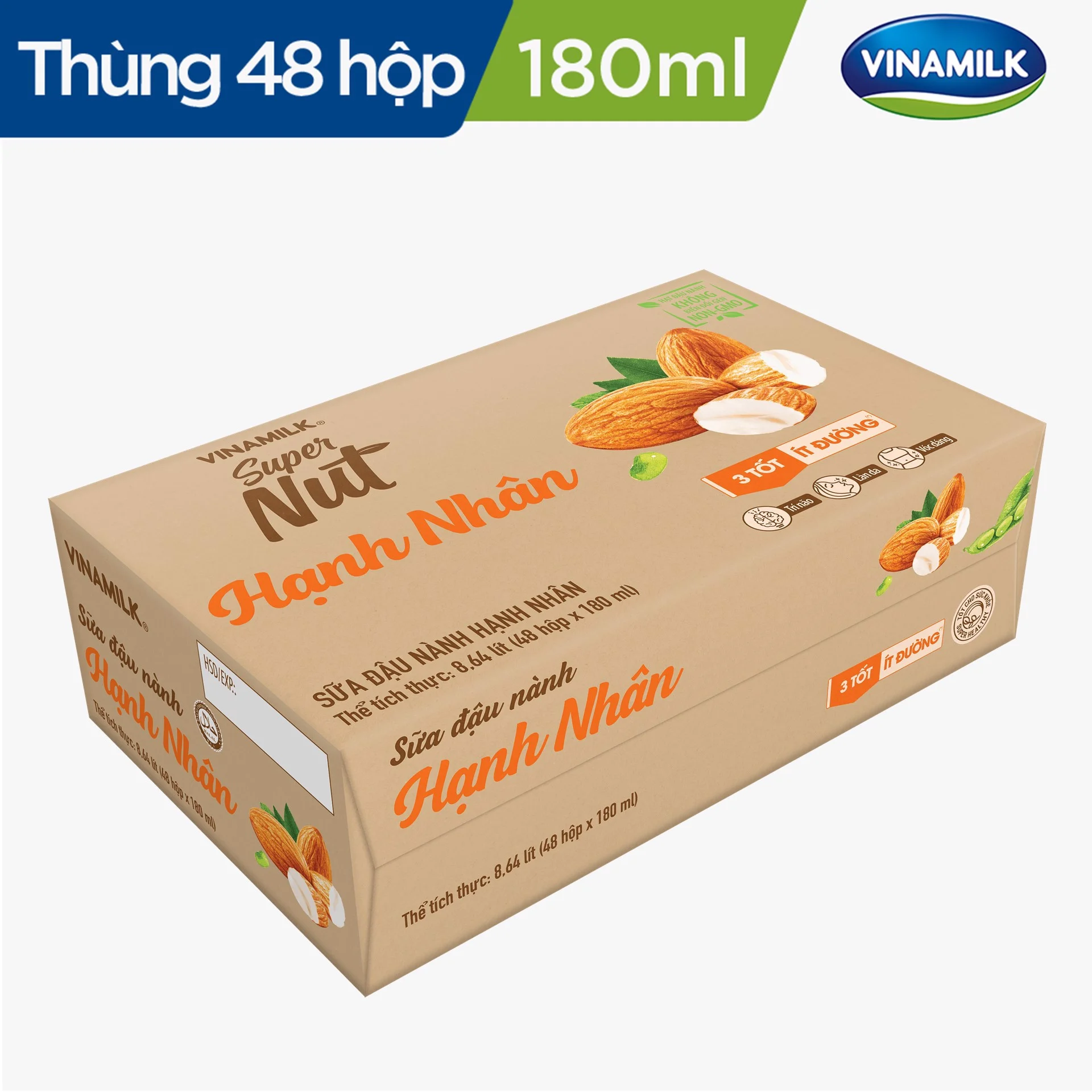 COMBO SỮA ĐẬU NÀNH VINAMILK SUPER NUT HẠNH NHÂN ÍT ĐƯỜNG 180ML