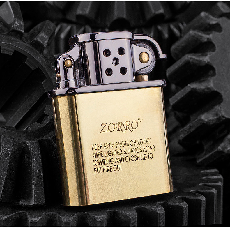 Vỏ Hột Quẹt Bật Lửa Xăng ZORRO Z506-638 Họa Tiết Hoa Văn Cỗ Máy Đẹp Độc Lạ - Dùng Xăng Bấc Đá