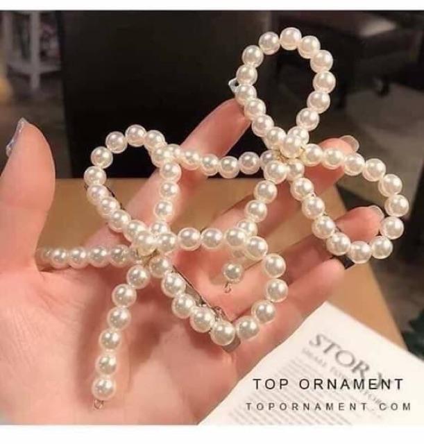 Kẹp tóc nơ đính giả ngọc