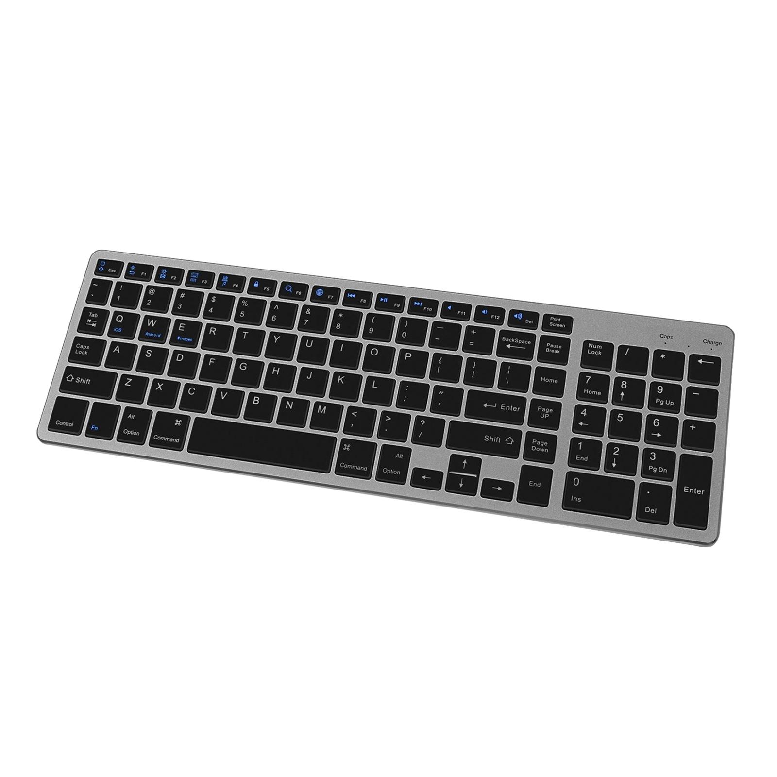Compact Bluetooth Wireless Keyboard Slim Flat Quiet 90% Less Noise with Numeric Keypad for Windows iOS Android Mobile Phones PC Desktop Notebook