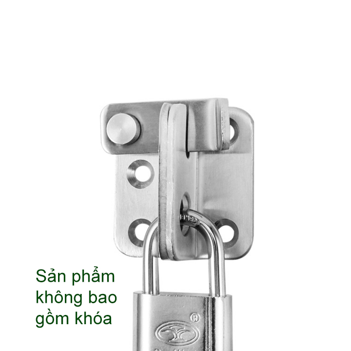 Chốt cửa bằng inox 304, loại lớn 62mm, có lỗ để khóa chống trộm, mở bên trái hoặc phải tùy chọn