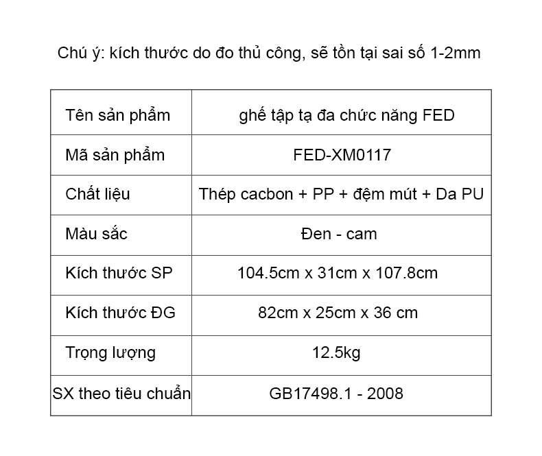 Ghế Tập Tạ Đa Năng FED-XM0117