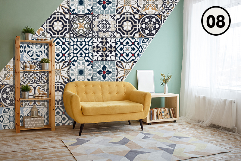Decal Dán Bếp, Decal Dán Ô Gạch Mix Màu Trầm | Decal Dán Tường Chống Bay Dầu Mỡ Chịu Nhiệt Độ Cao
