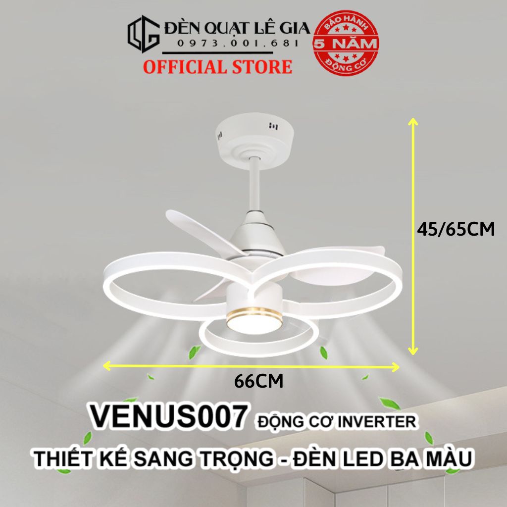 [Cao Cấp] Quạt trần trang trí hiện đại LÊ GIA VENUS007 | Quạt trần có đèn thiết kế hiện đại | Quạt trần đèn phong cách sang trọng luxury | Quạt trần mới nhất 2024 { Hàng Chính Hãng }