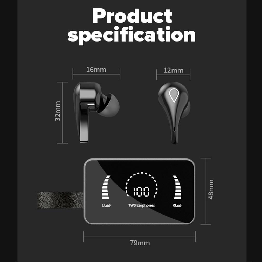 TWS Không Dây Bluetooth Tai Nghe HD Gương Màn Hình Màn Hình Hiển Thị LED Tai Nghe Nhét Tai 9D HIFI Stereo Tai Nghe Nhét Tai Tai Nghe Với 3500MAh Sạc Hộp
