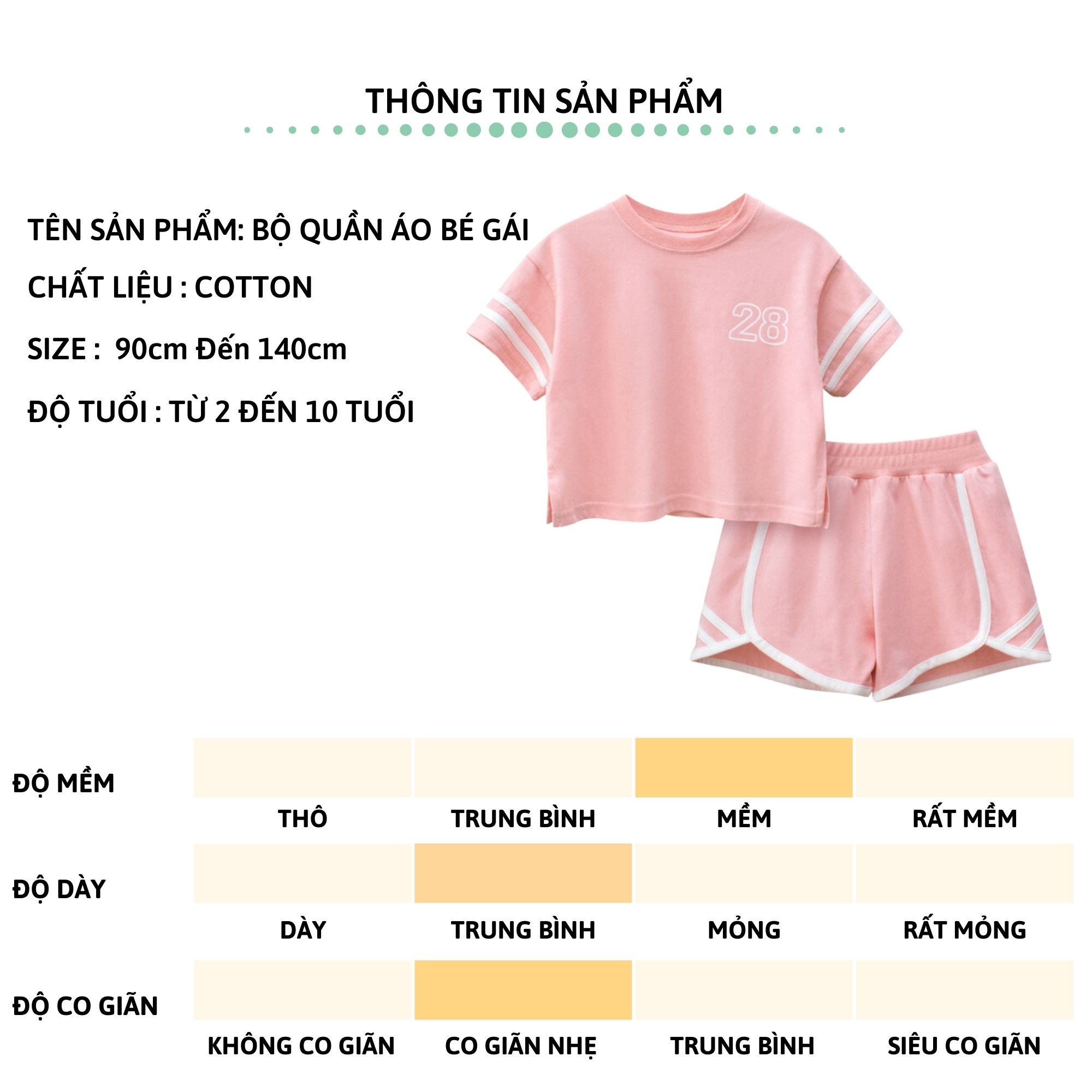 Bộ quần áo thun ngắn tay cho bé gái 27Kids 27Home đồ bộ nữ cho trẻ từ 2-10 tuổi GSSE1