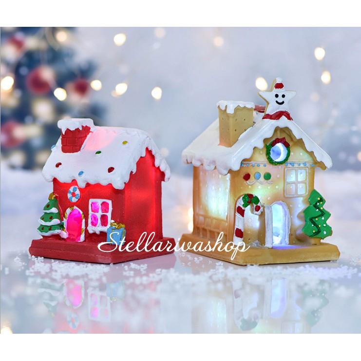 Mô hình nhà tuyết có led trang trí tiểu cảnh Giáng sinh, Terrarium Noel quà tặng trang trí