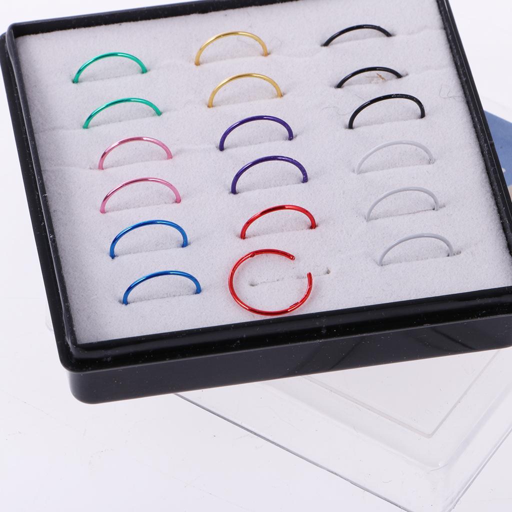 3-4pack 18pcs Mixed Color 316L Stainless Steel Nose Studs Hoops Piercing Rings